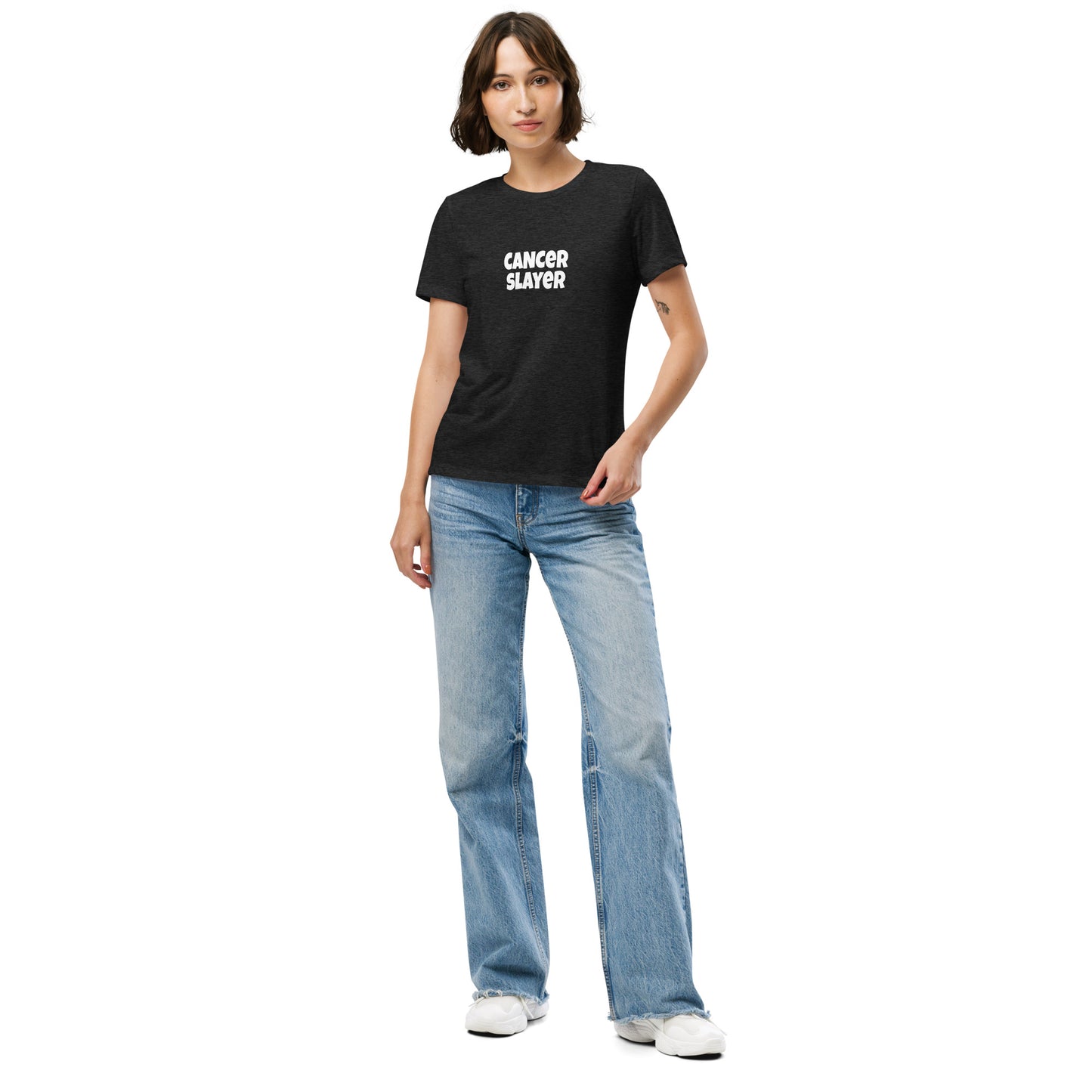 Cancer Slayer Premium Tri-Blend Relaxed Women's Short Sleeve T-shirt Dark